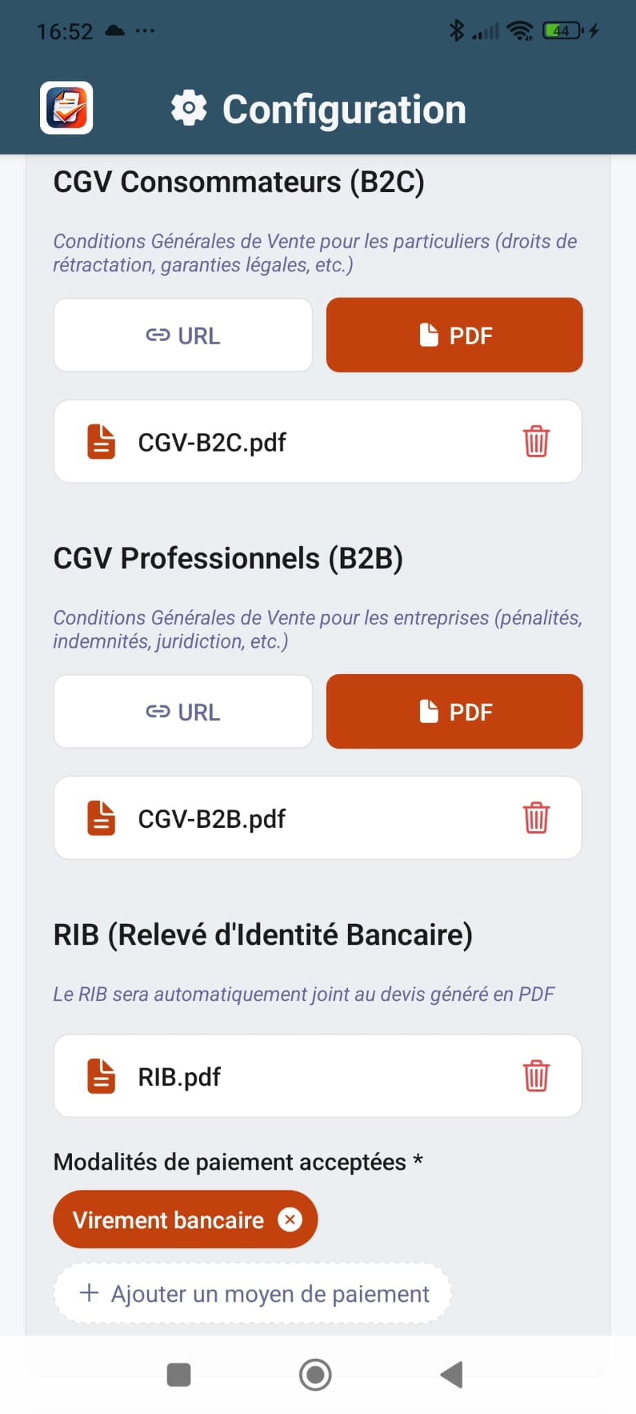Aperçu d'un devis dans Devis Creator