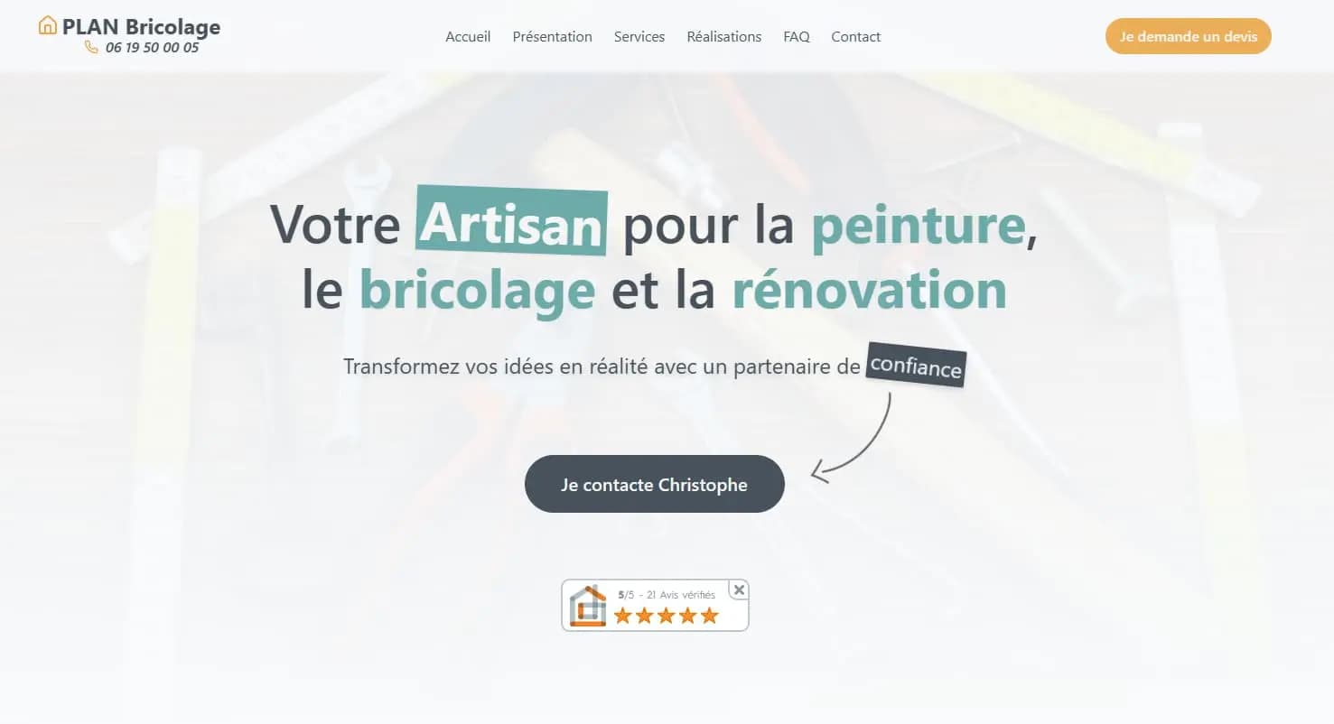 Création du site vitrine de Plan Bricolage