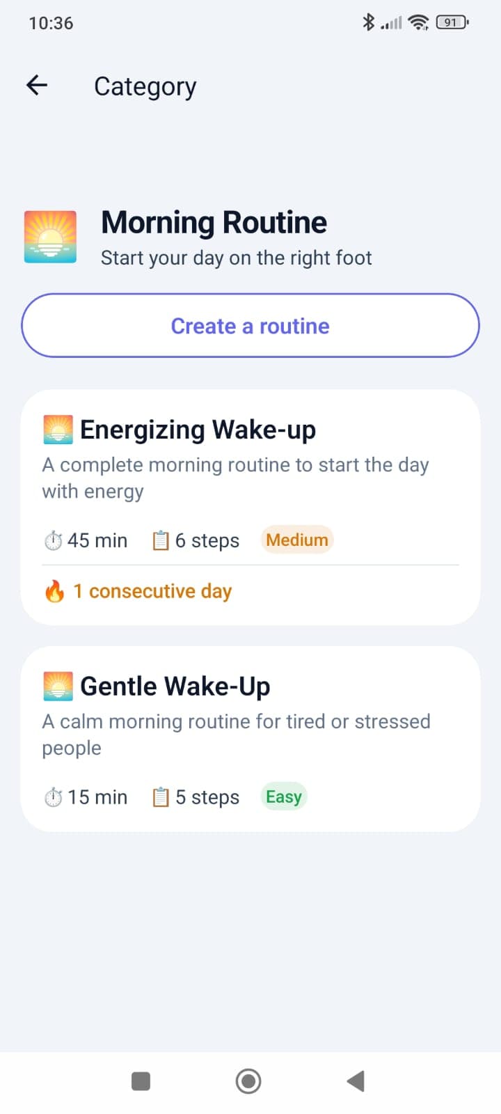Historique des routines complétées dans Routine App