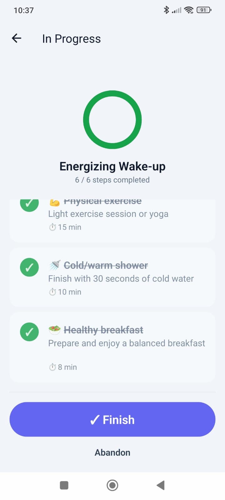 Création d'une nouvelle routine dans Routine App